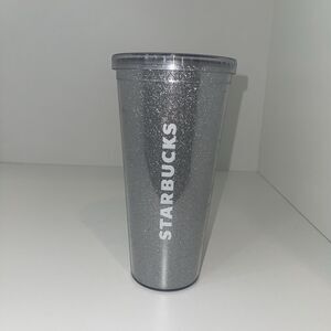 Starbucks 2016 Silver Sparkle Glitter Tumbler 20oz Hot Cold Coffee - No Straw